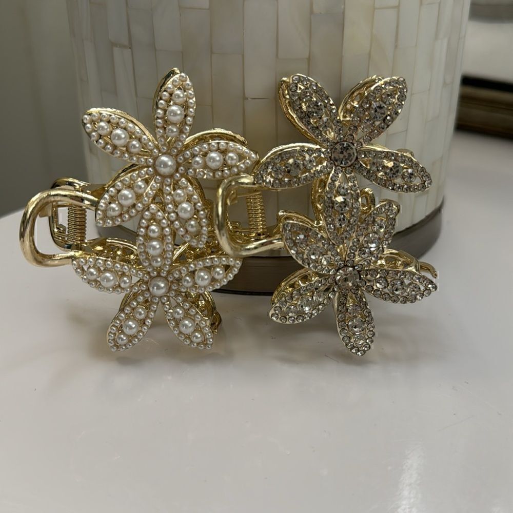 Hair Clips Pearls and CZ (2)